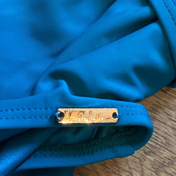 Nicole Miller Studio Womens Swimsuit One Piece Deep V Neck Teal Size Large NEW - Picture 3 of 6